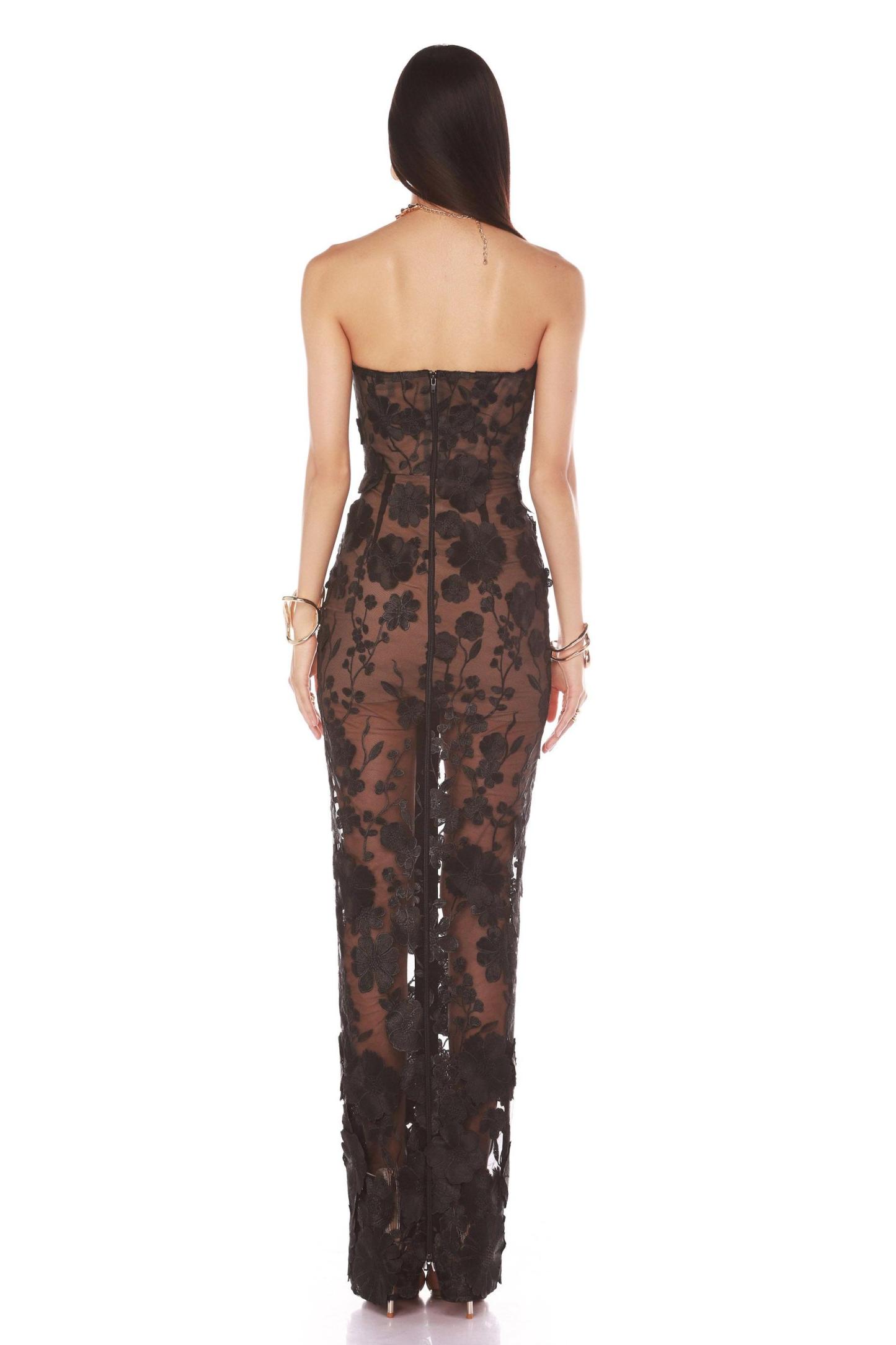 Embroidered Lace Off-Shoulder Maxi Dress