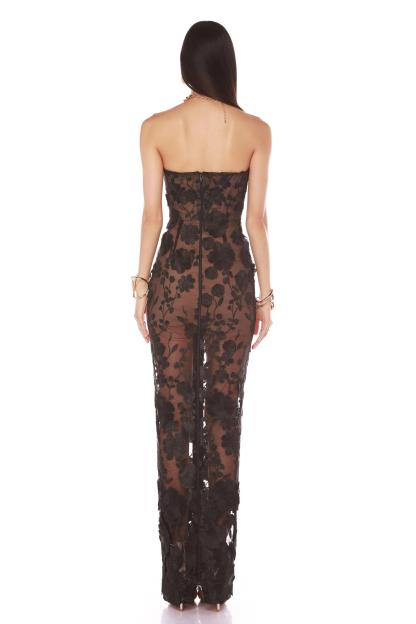 Embroidered Lace Off-Shoulder Maxi Dress