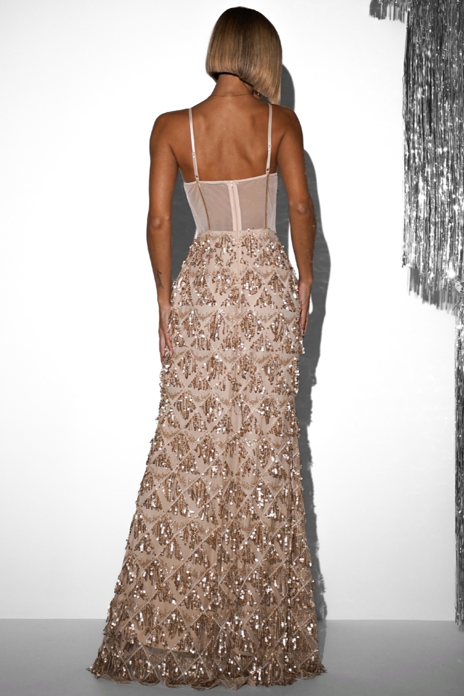 Sequin Corset Splicing Maxi Dress