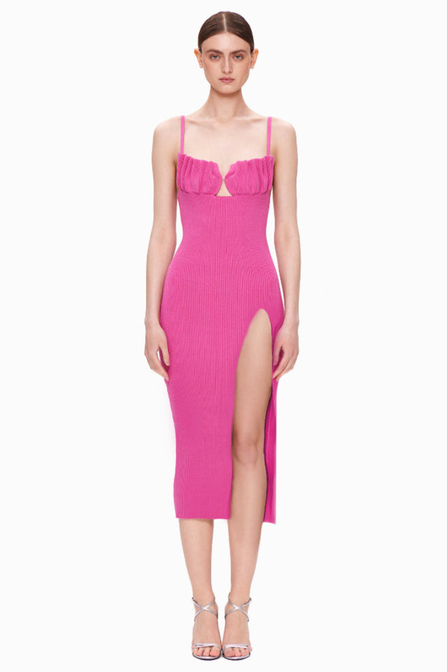 Knit Cut-Out Split Midi Dress