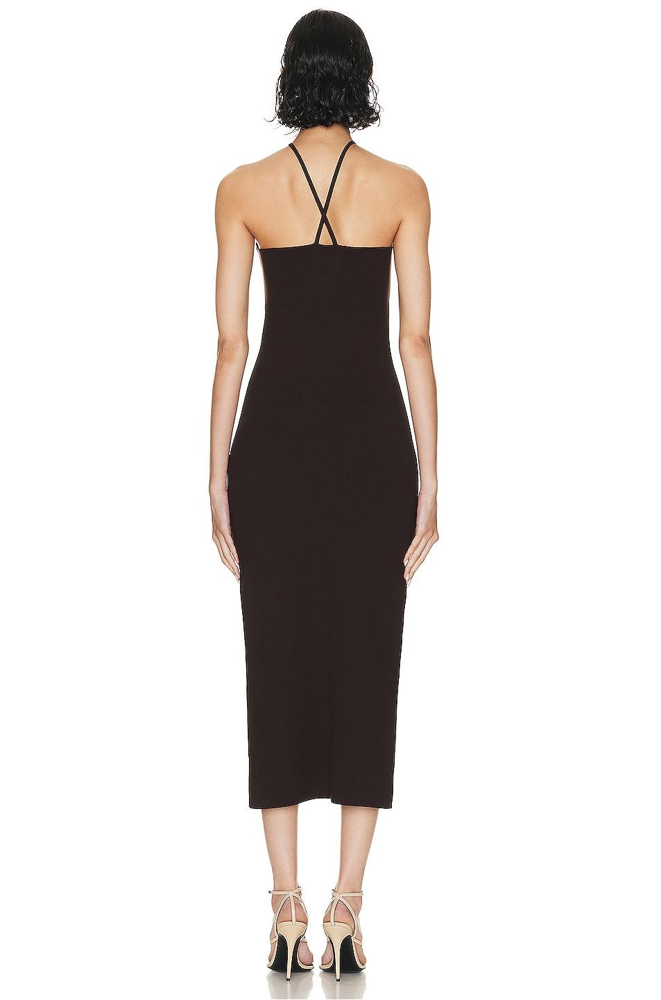 Solid Knit Halter Neck Cut-Out Midi Dress