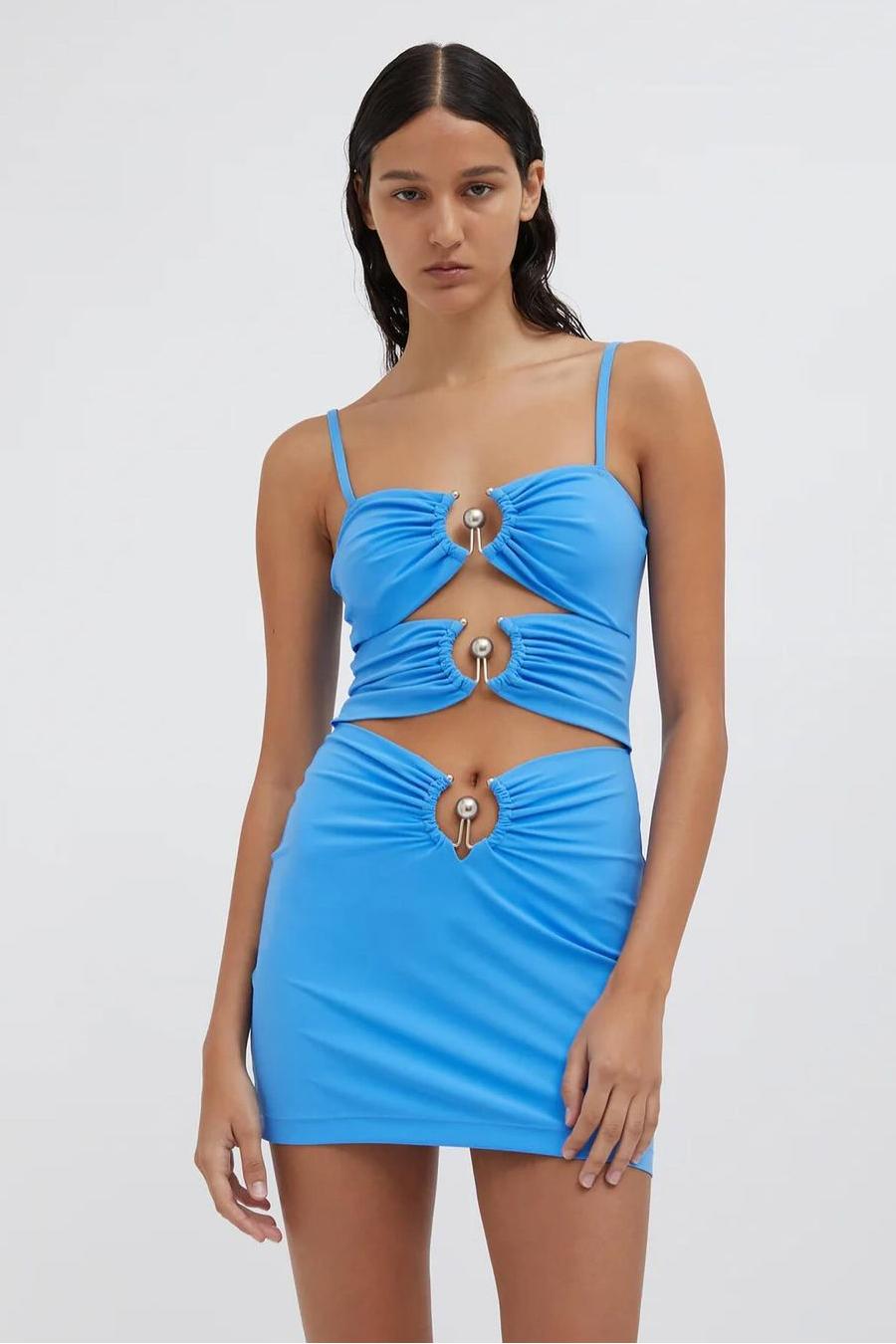 Solid Cut-Out Gathering Mini Dress