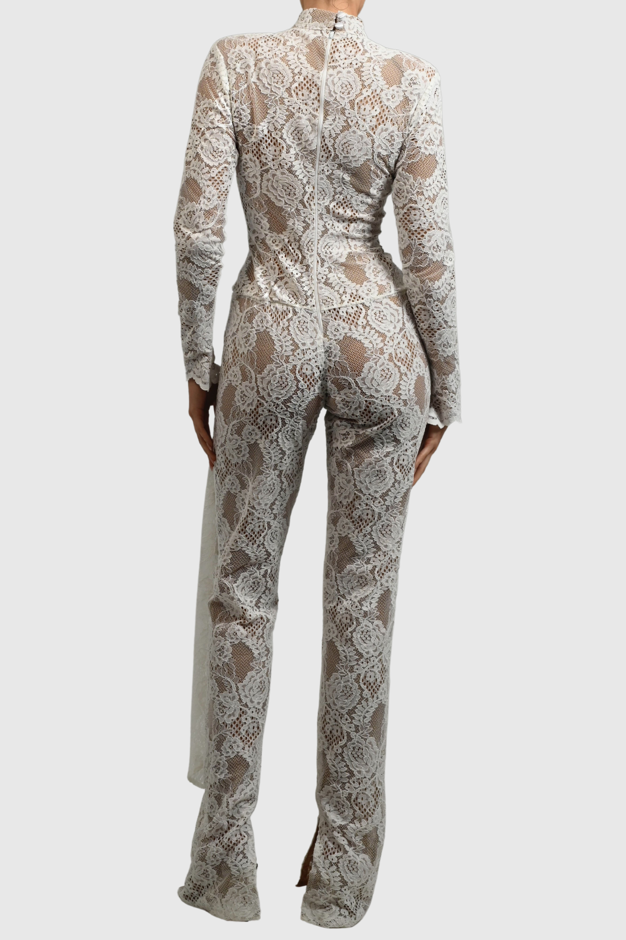 Lace High Neck Long Sleeve Jumpsuit