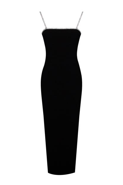 Rhinestone Bow Backless Midi Dress