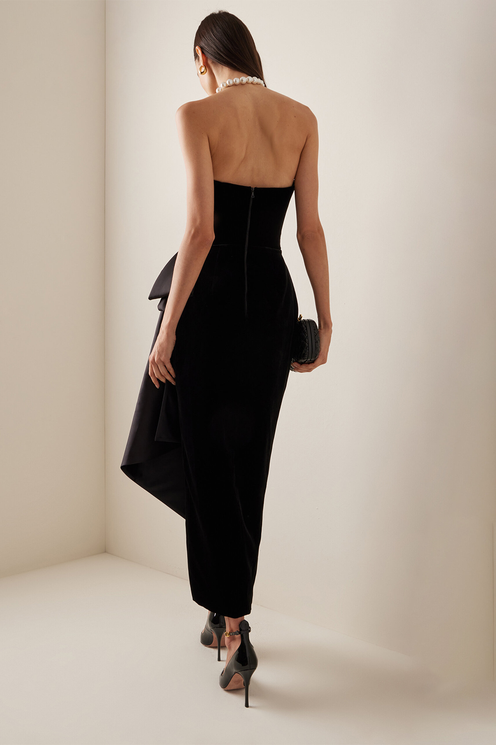 Bow Off-Shoulder Split Midi Dress