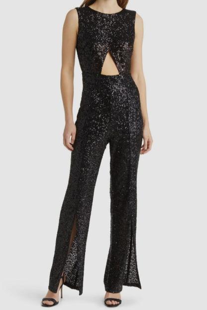 Sequin Cut-Out Split Jumpsuit
