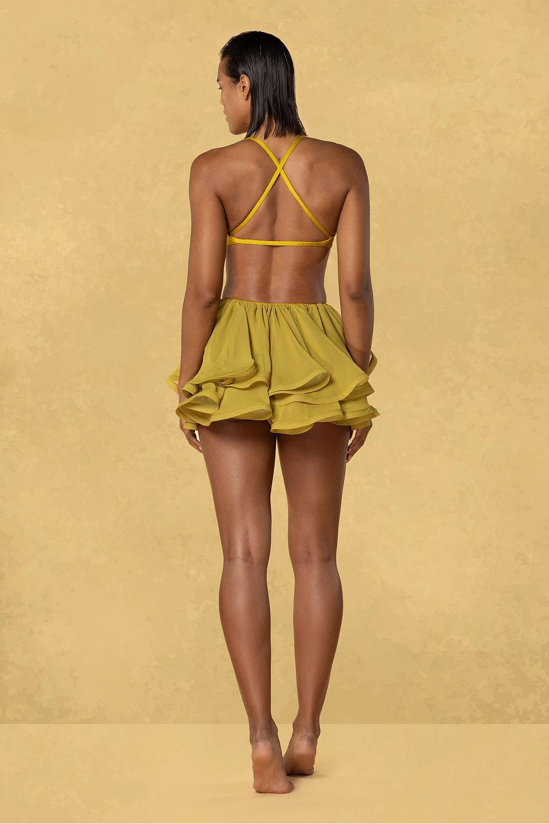 Solid Halter Neck Bikini Two Piece Swimsuit Set