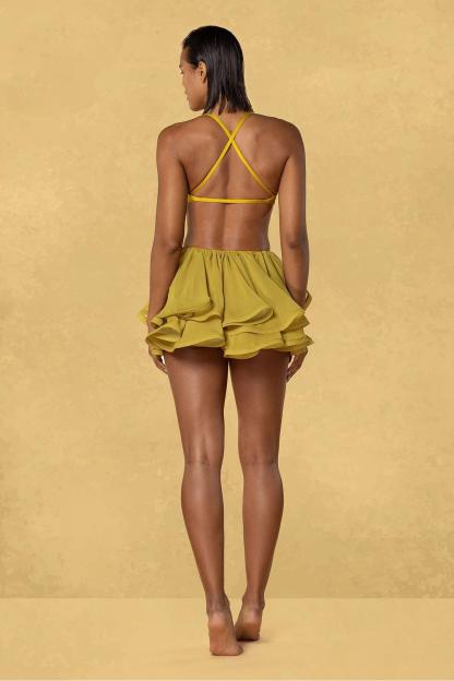 Solid Halter Neck Bikini Two Piece Swimsuit Set