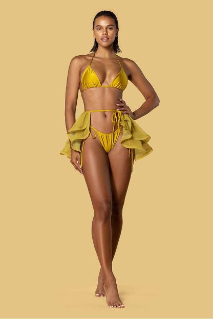 Solid Halter Neck Bikini Two Piece Swimsuit Set