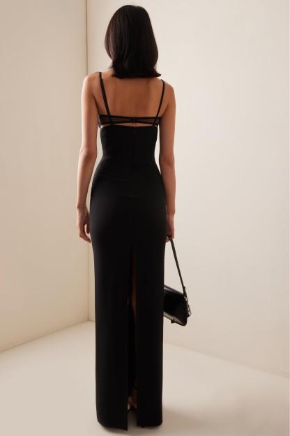 Solid Cut-Out Splicing Maxi Dress