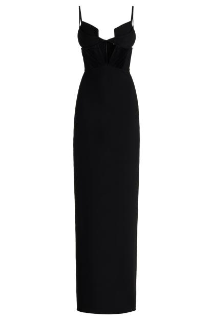Solid Cut-Out Splicing Maxi Dress