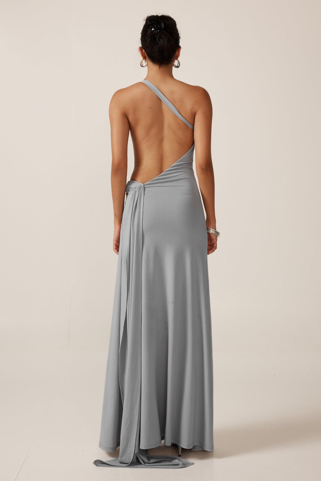 Solid Jersey One-Shoulder Backless Maxi Dress