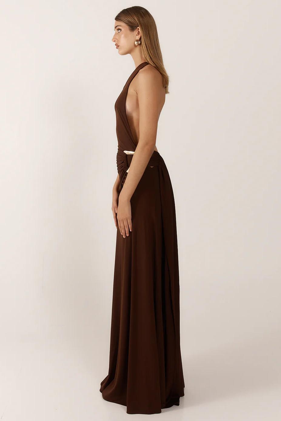 Solid Jersey One Shoulder Backless Maxi Dress
