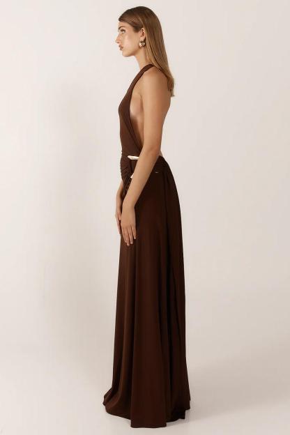 Solid Jersey One Shoulder Backless Maxi Dress