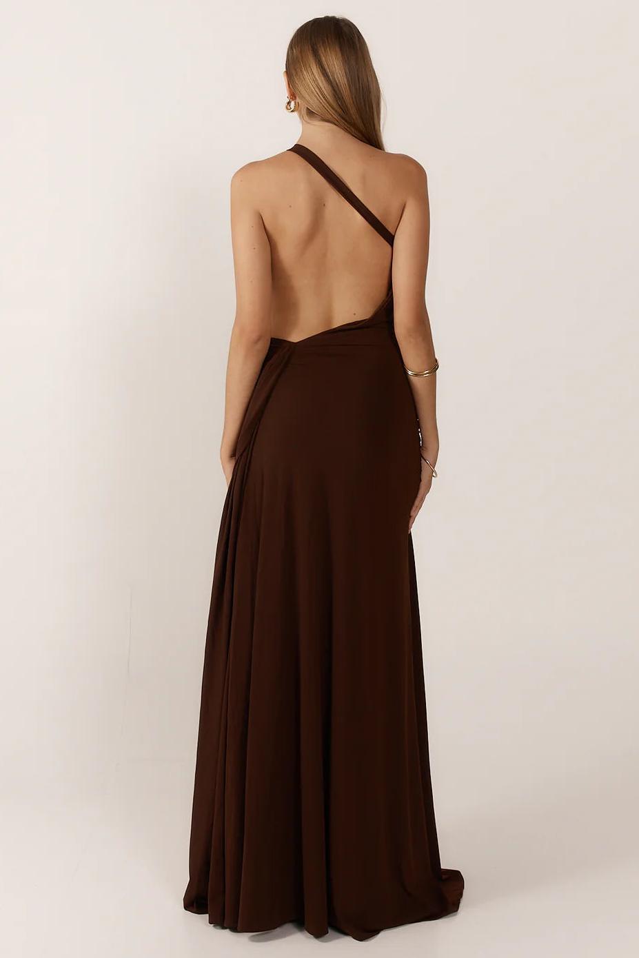 Solid Jersey One Shoulder Backless Maxi Dress
