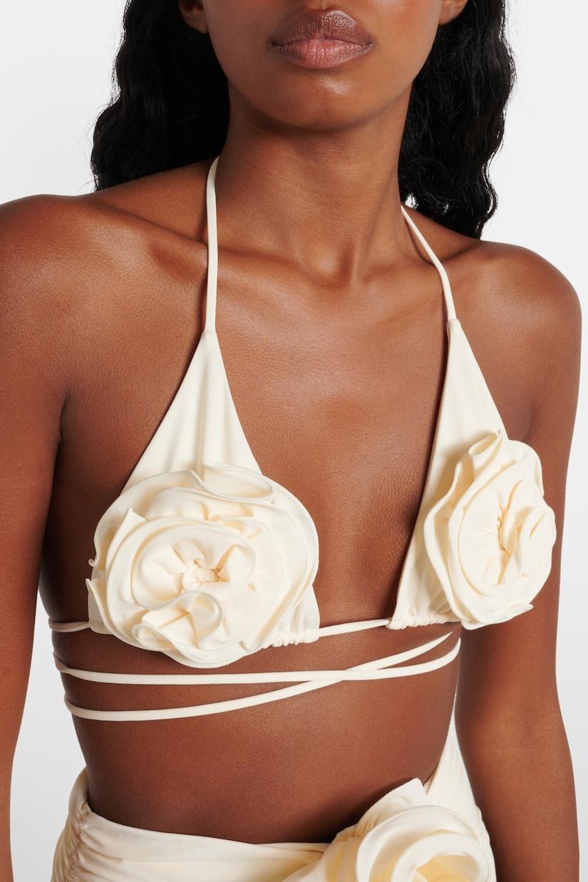 3D Flower Lace-Up Bikini Two Piece Set