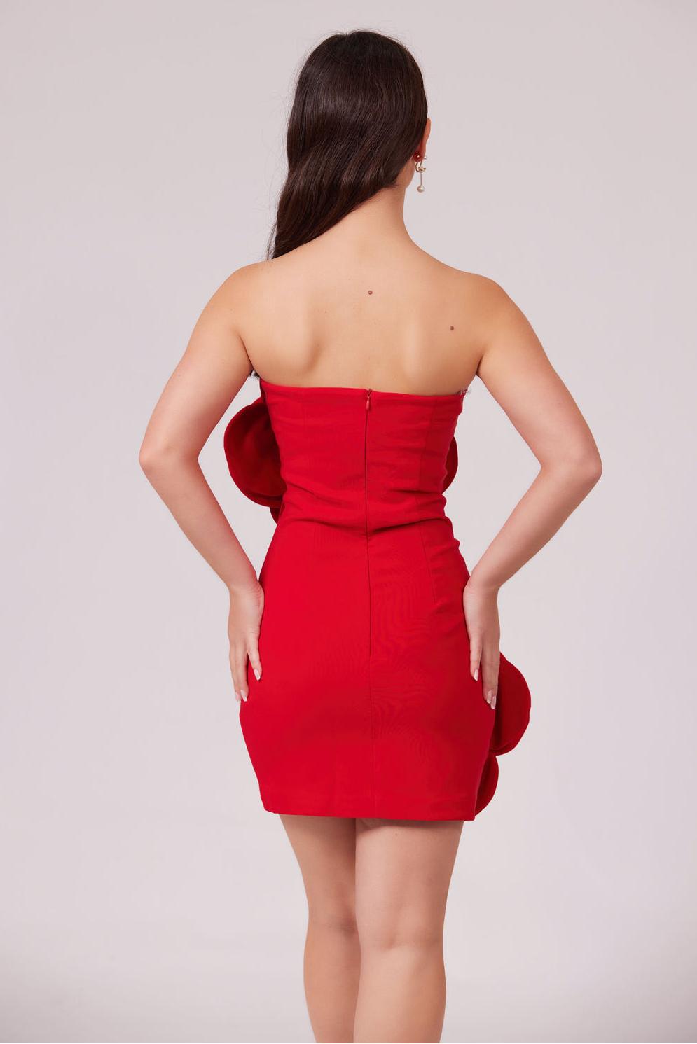 3D Flower Off Shoulder Solid Mini Dress