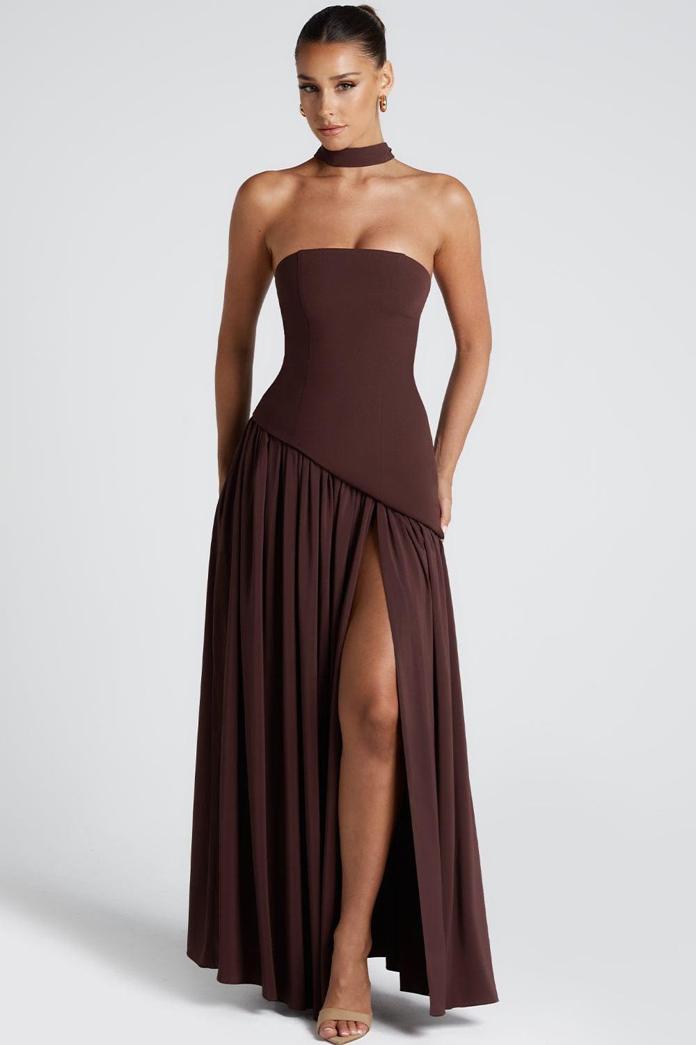 Jersey Off Shoulder Split Maxi Dress