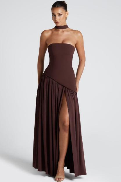 Jersey Off Shoulder Split Maxi Dress