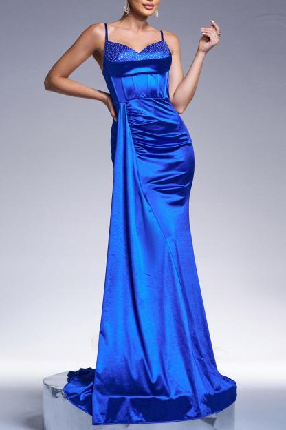 Rhinestone Sweetheart Neck Maxi Dress