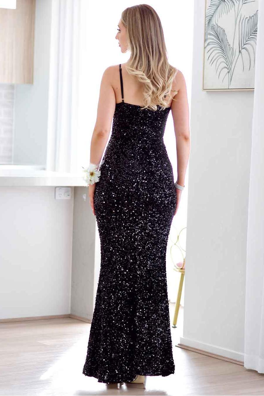 Sequin Backless Slip Maxi Dress