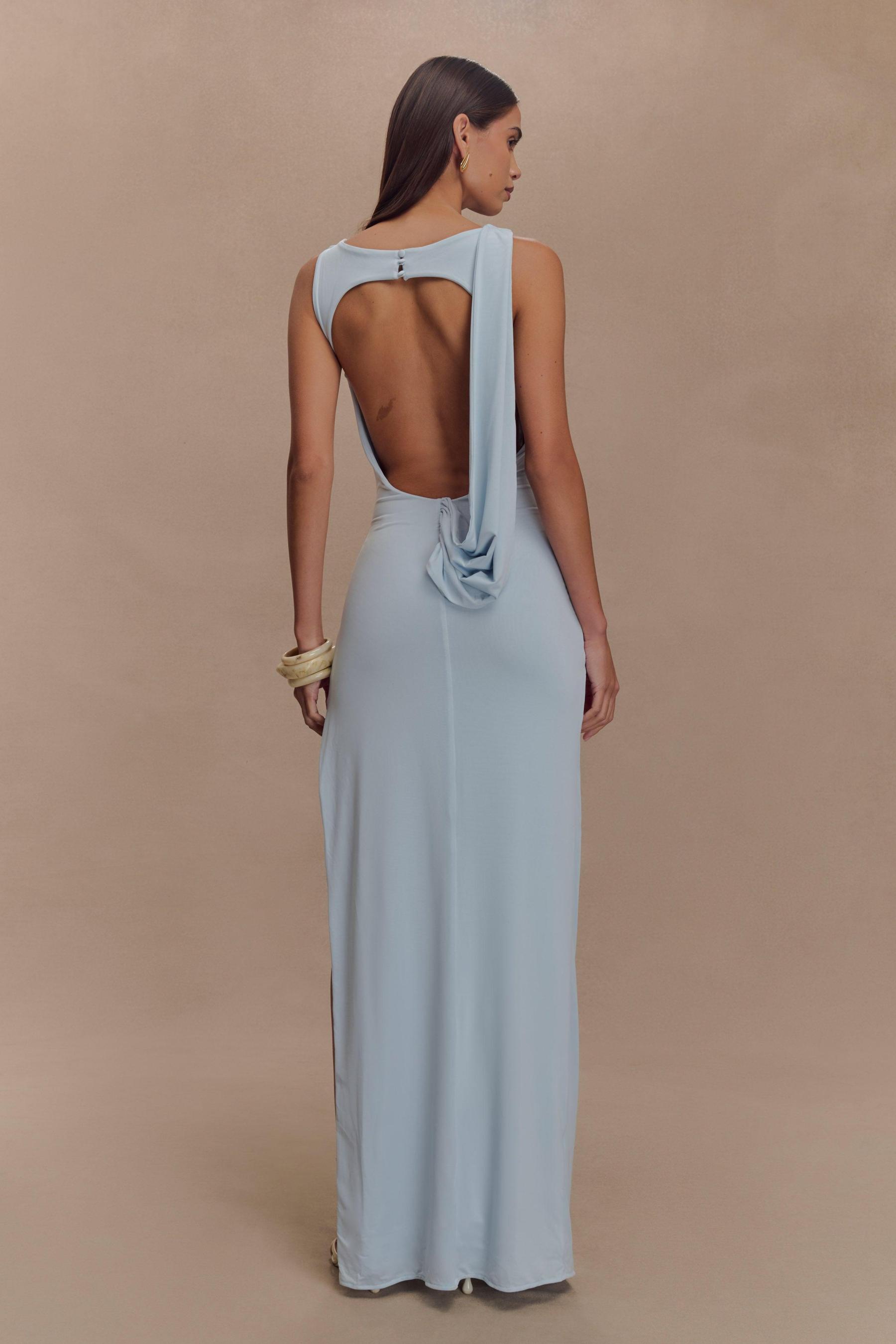 Round Neck Knotted Backless Maxi Dress