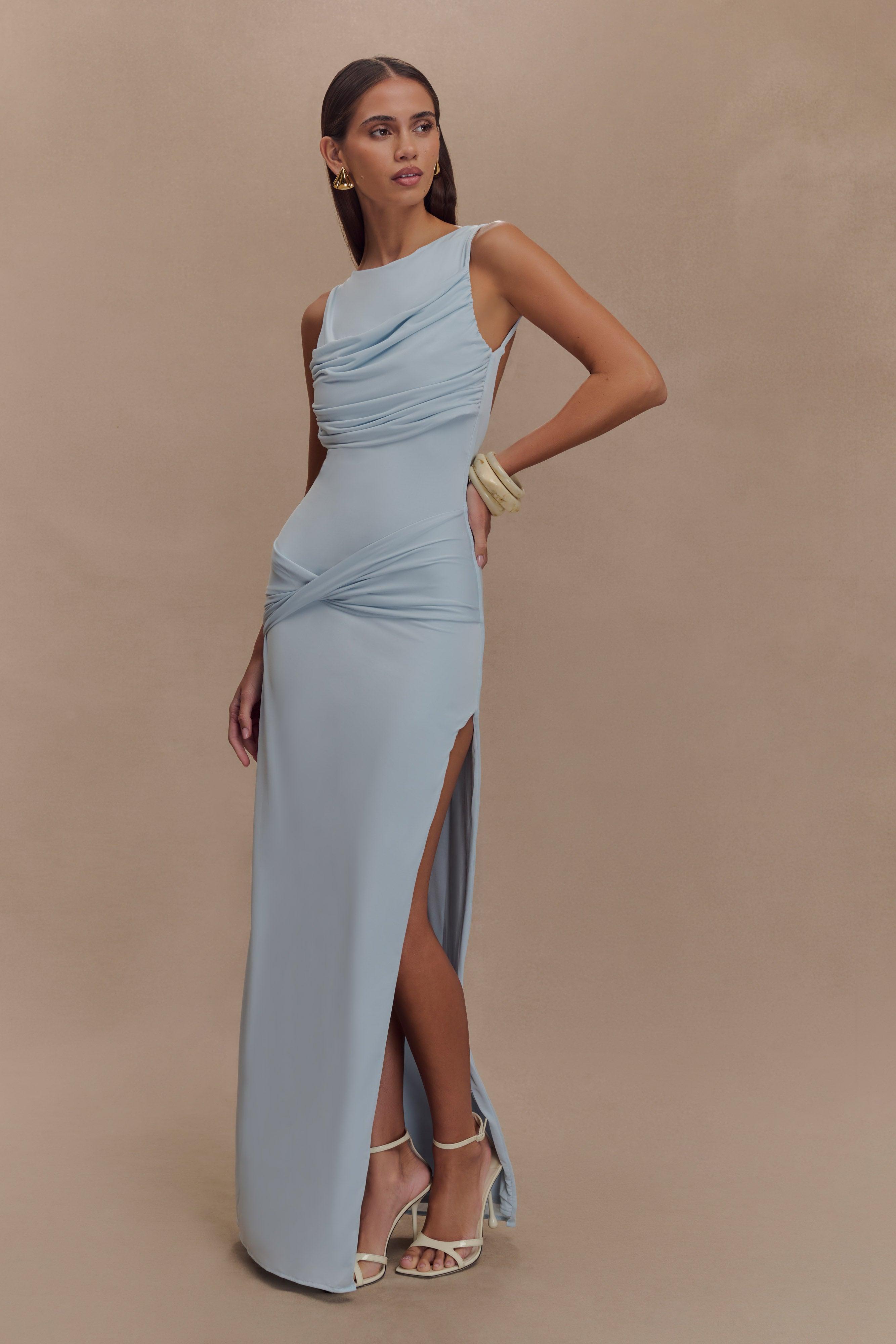 Round Neck Knotted Backless Maxi Dress
