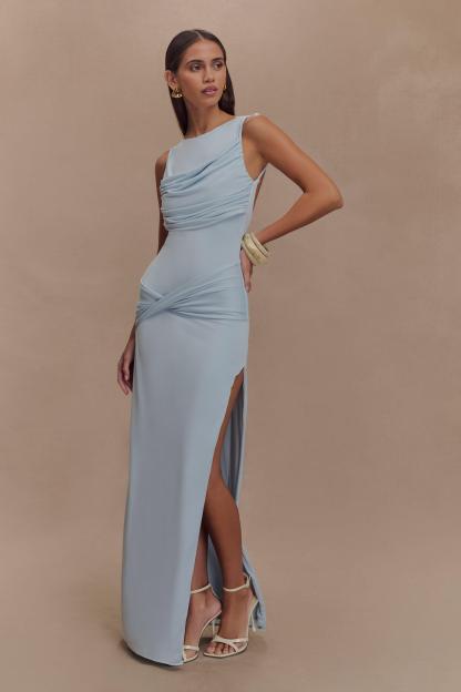 Round Neck Knotted Backless Maxi Dress