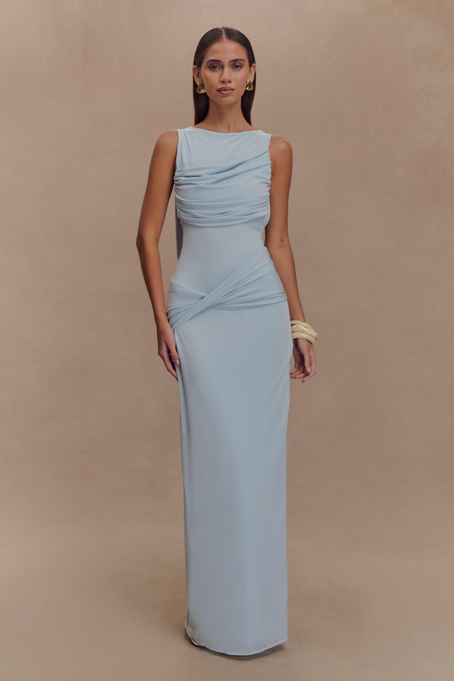Round Neck Knotted Backless Maxi Dress