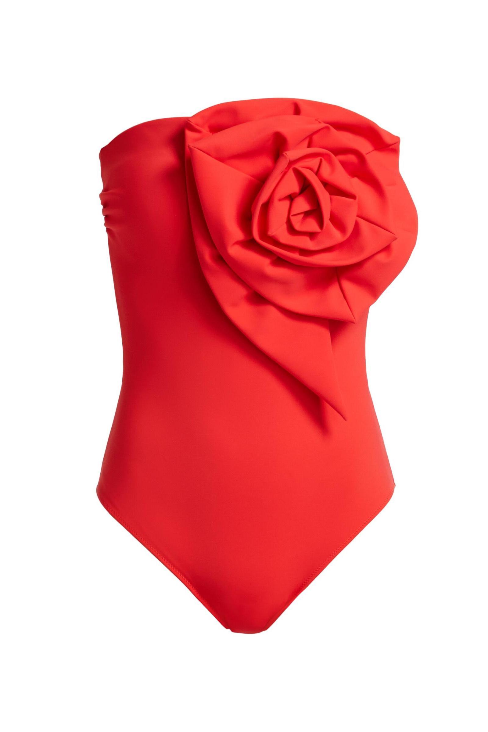 3D Flower Solid One Piece Swimsuit