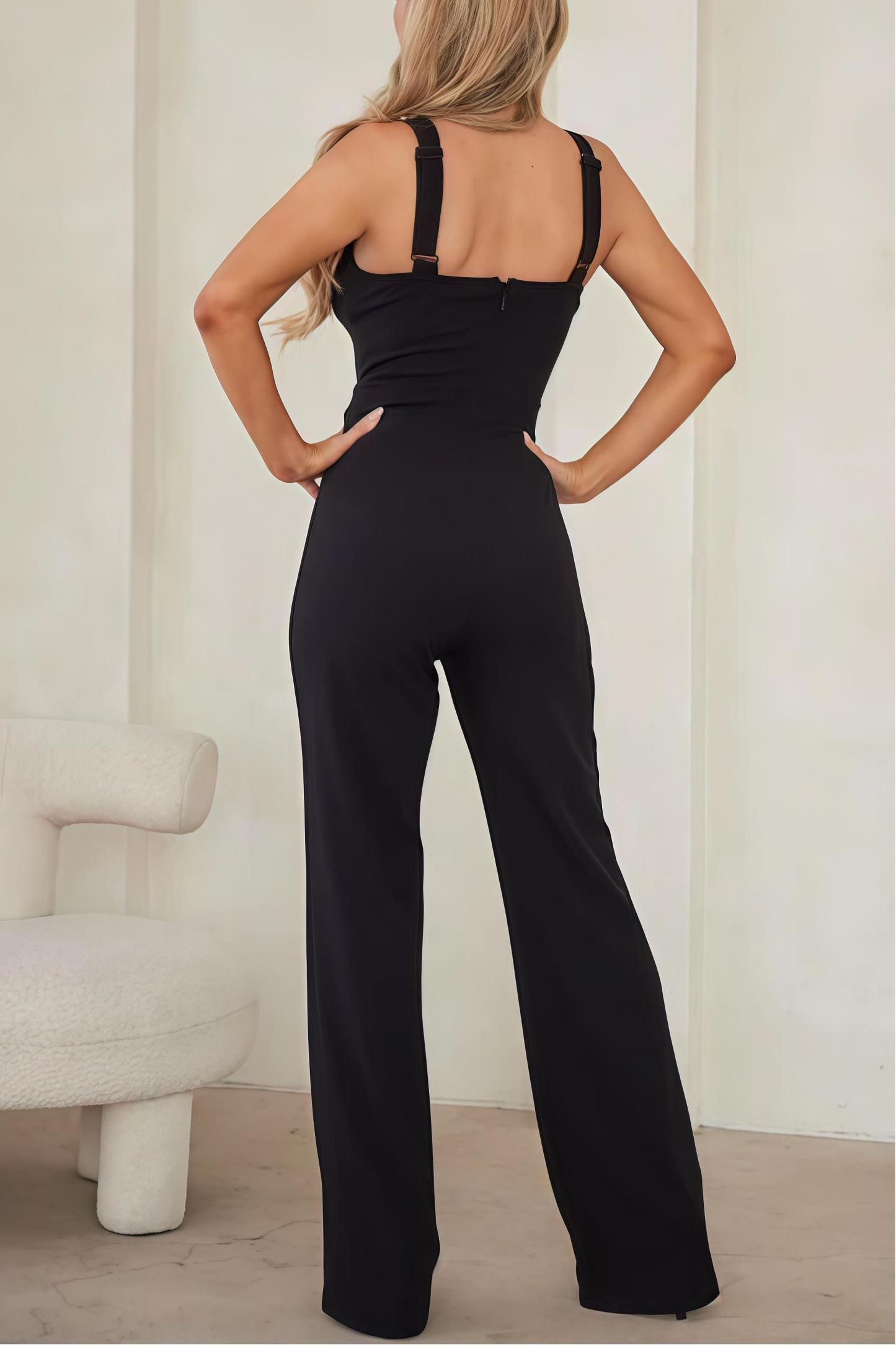 Rhinestone Bandage Sweetheart Neck Hight Waist  Jumpsuit