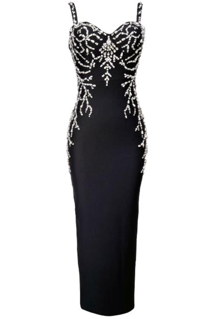 Rhinestone Sleeveless Maxi Dress