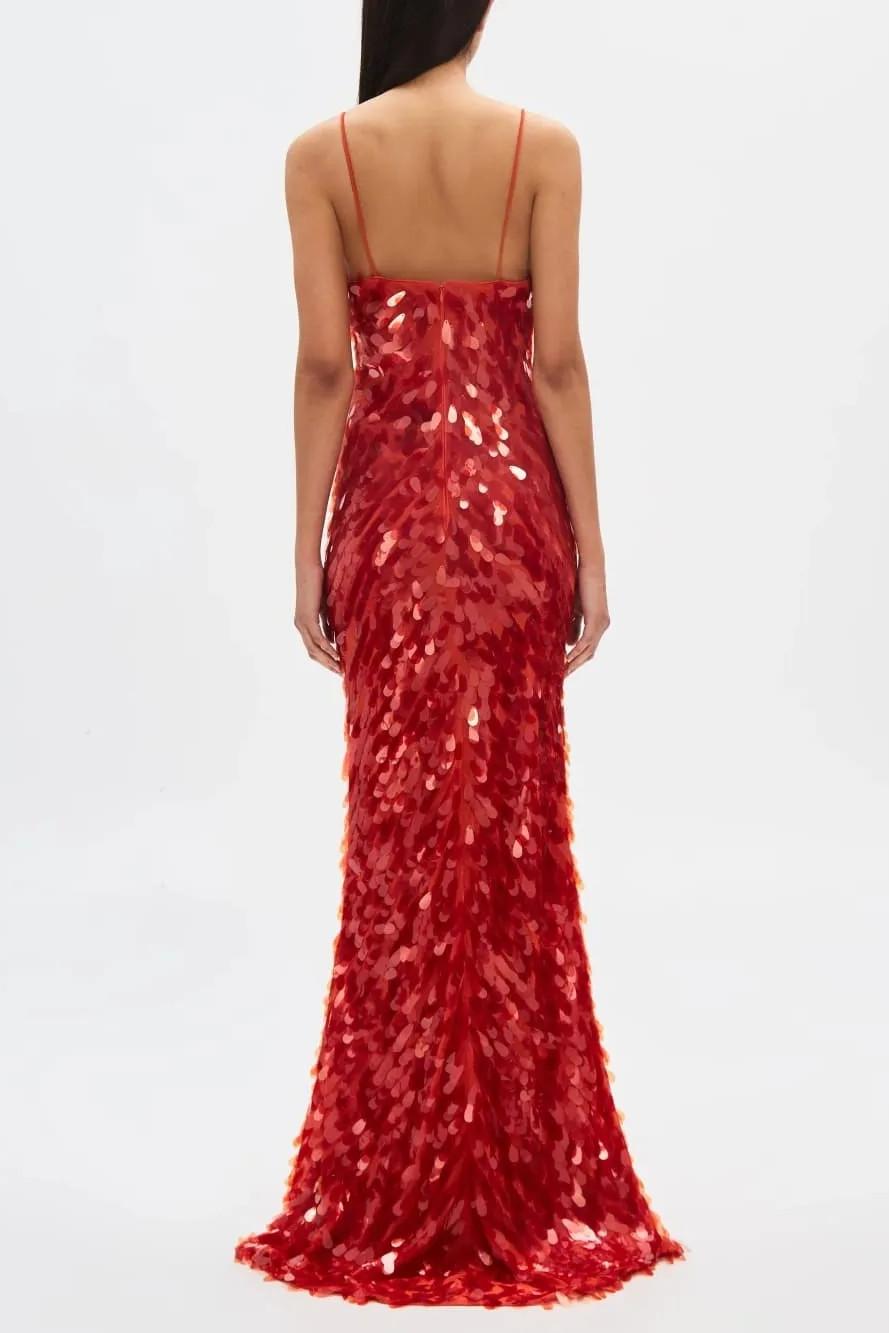 Sequin V-Neck Sleeveless Maxi Dress