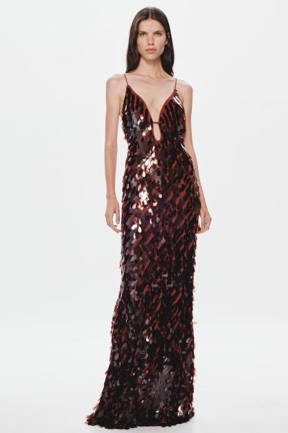 Sequin V-Neck Sleeveless Maxi Dress