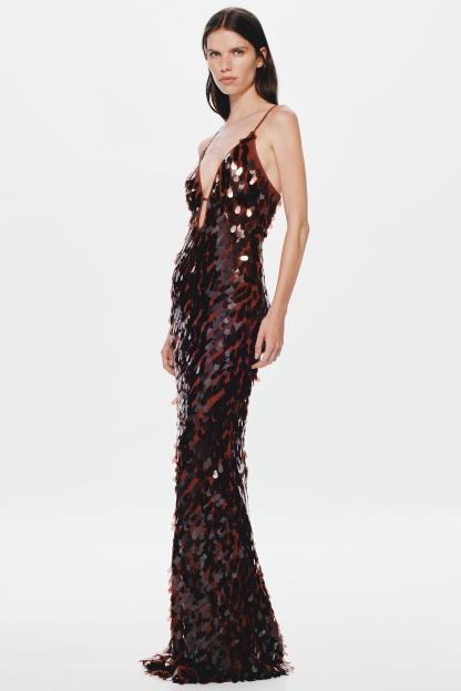 Sequin V-Neck Sleeveless Maxi Dress
