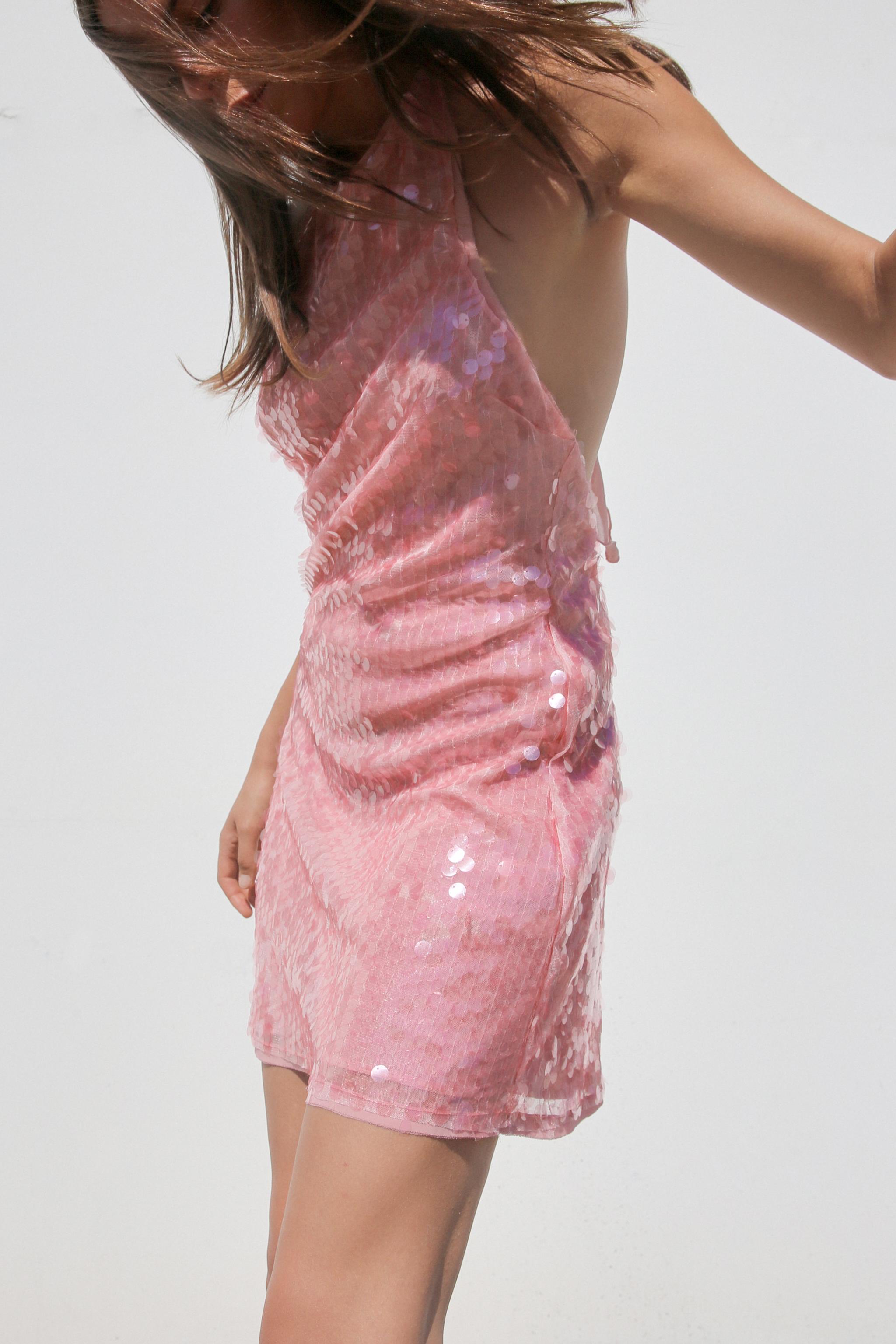 Sequin Halter Neck Sleeveless Mini Dress