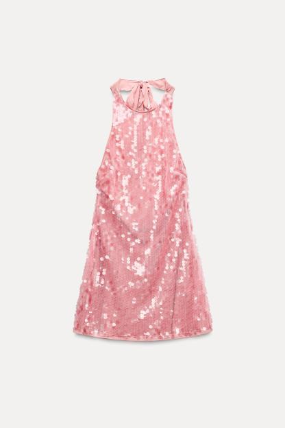 Sequin Halter Neck Sleeveless Mini Dress
