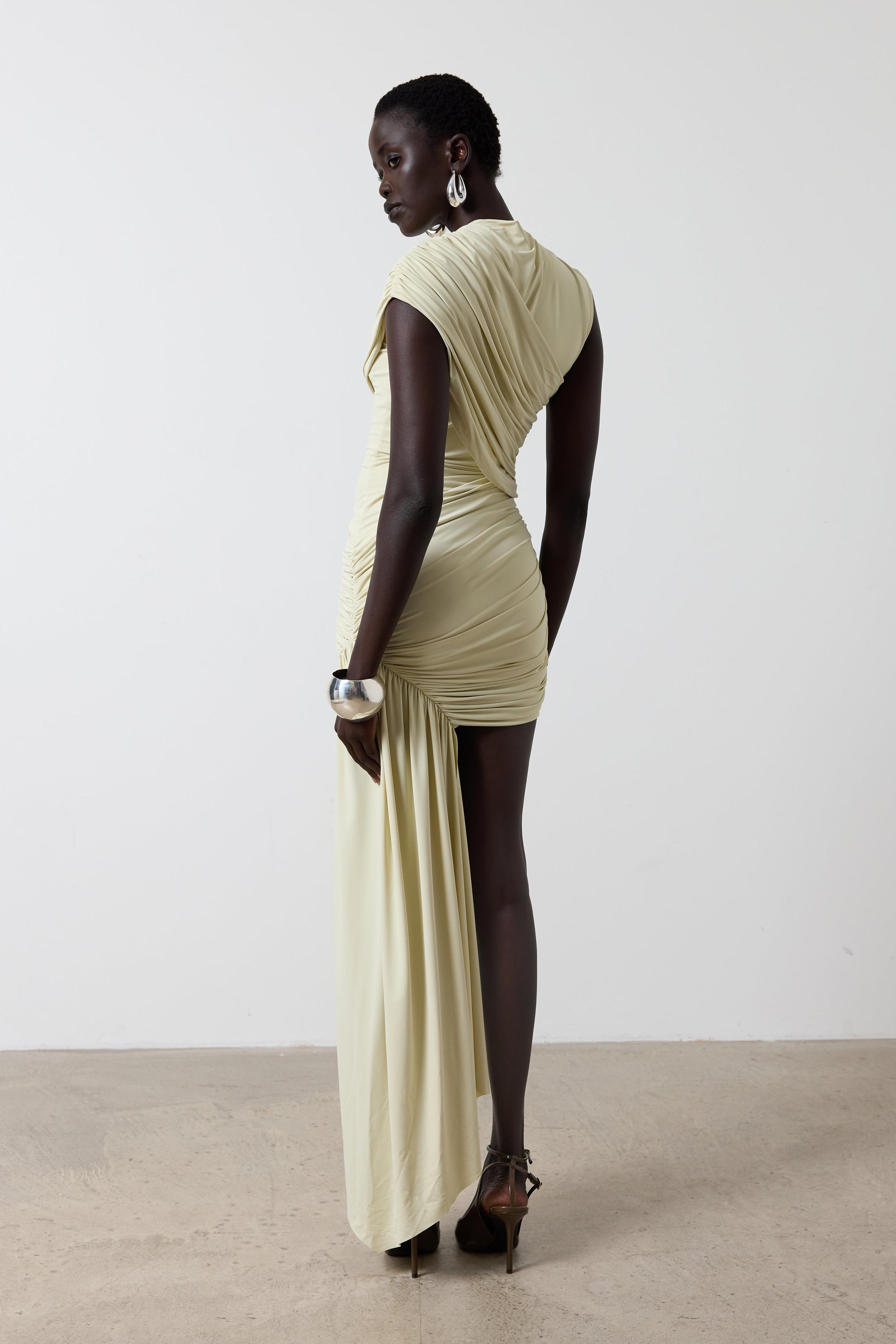 Solid Gathering Sleeveless Midi Dress