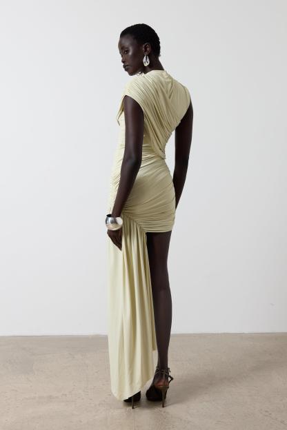 Solid Gathering Sleeveless Midi Dress