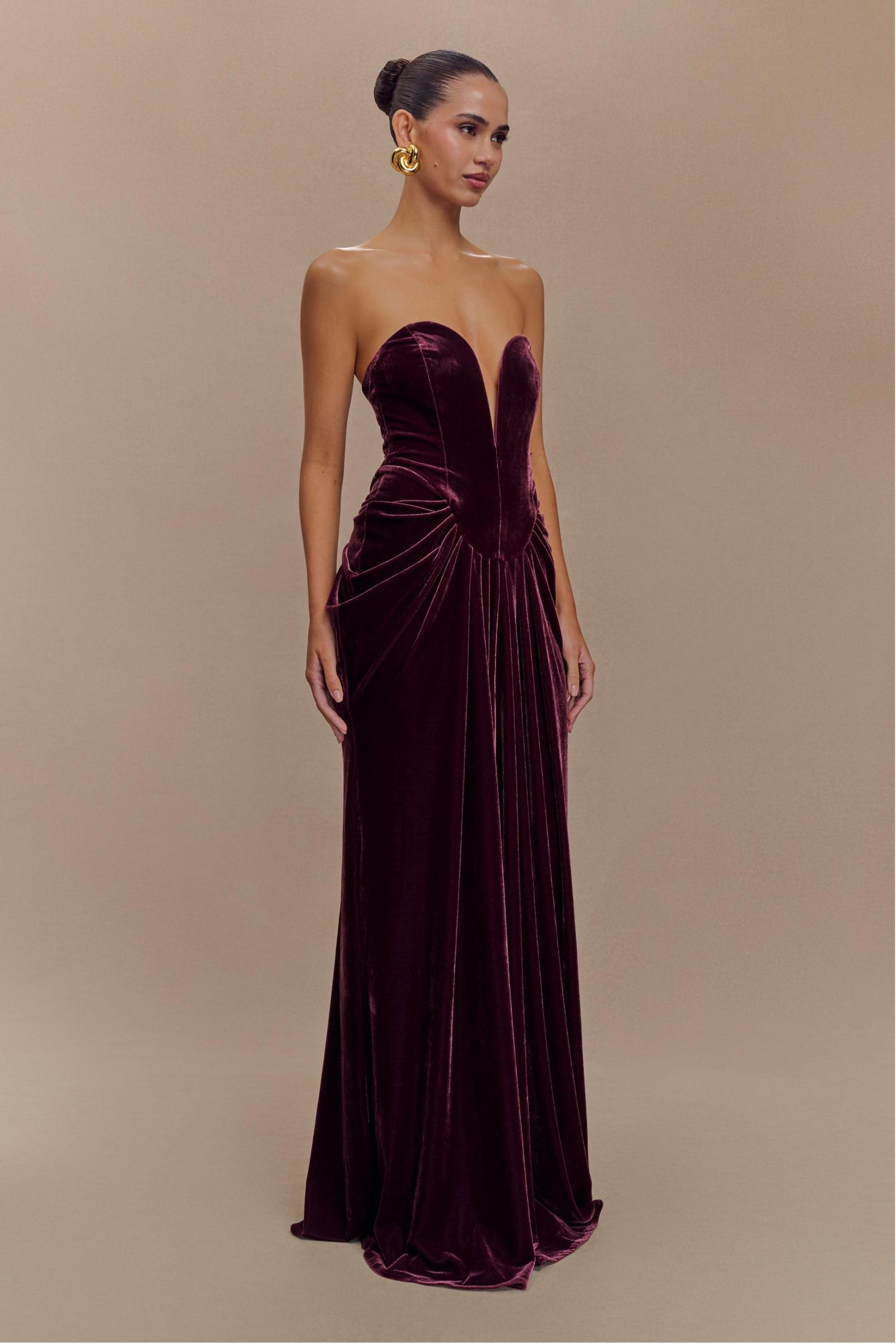 Solid Velvet Off Shoulder Maxi Dress