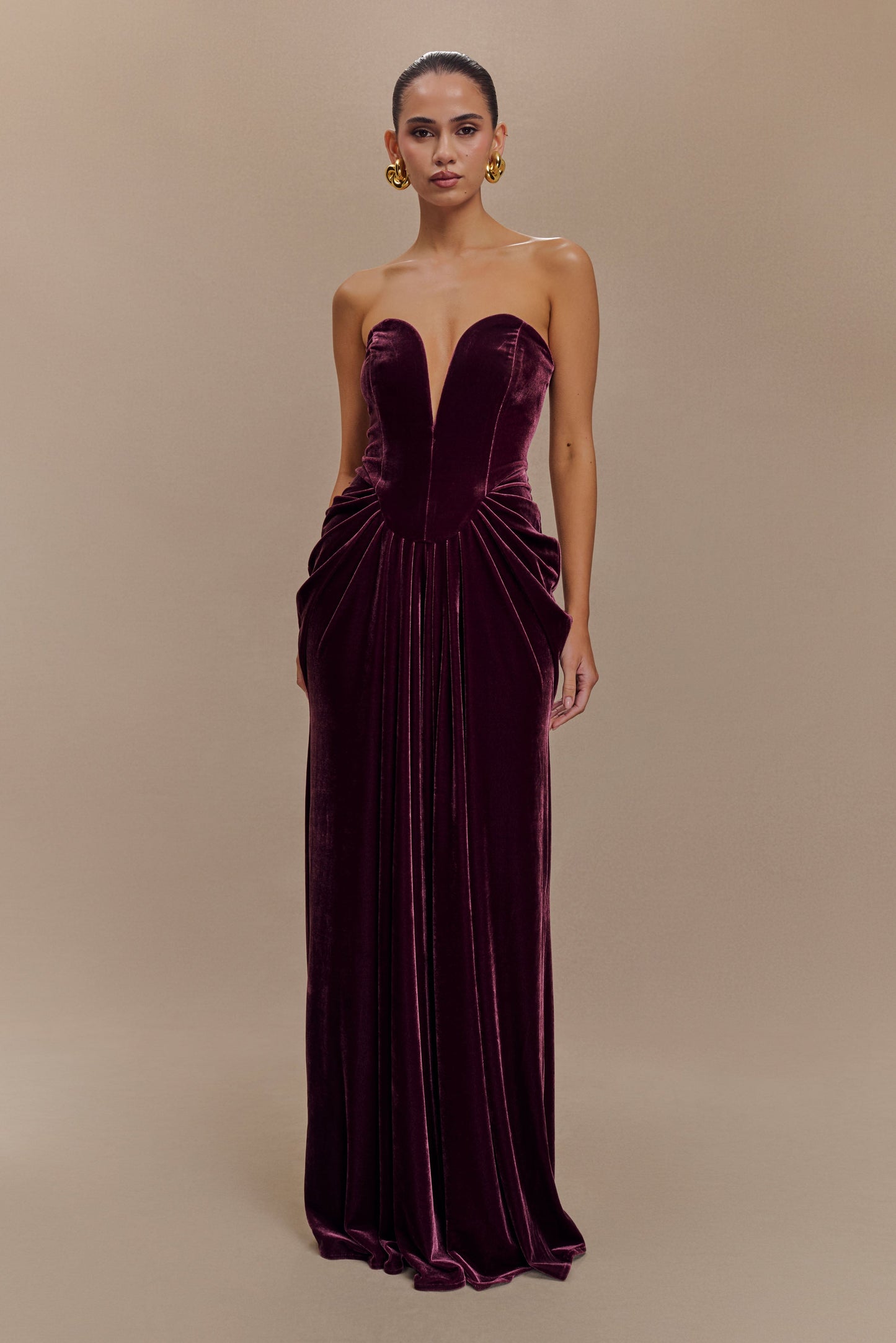 Solid Velvet Off Shoulder Maxi Dress