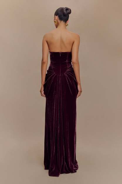 Solid Velvet Off Shoulder Maxi Dress
