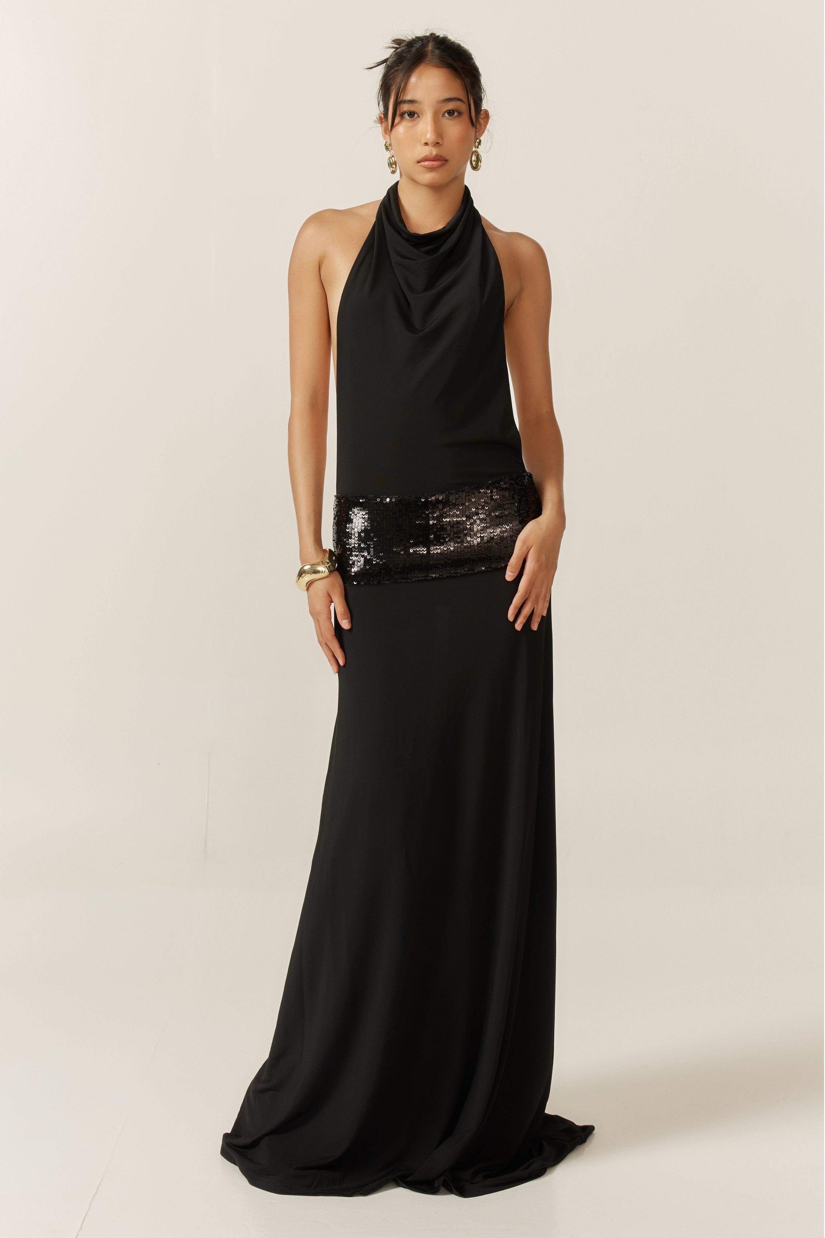 Sequin Splicing Sleeveless Maxi Dress