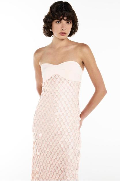 Sequin Splicing Off Shoulder Midi Dress