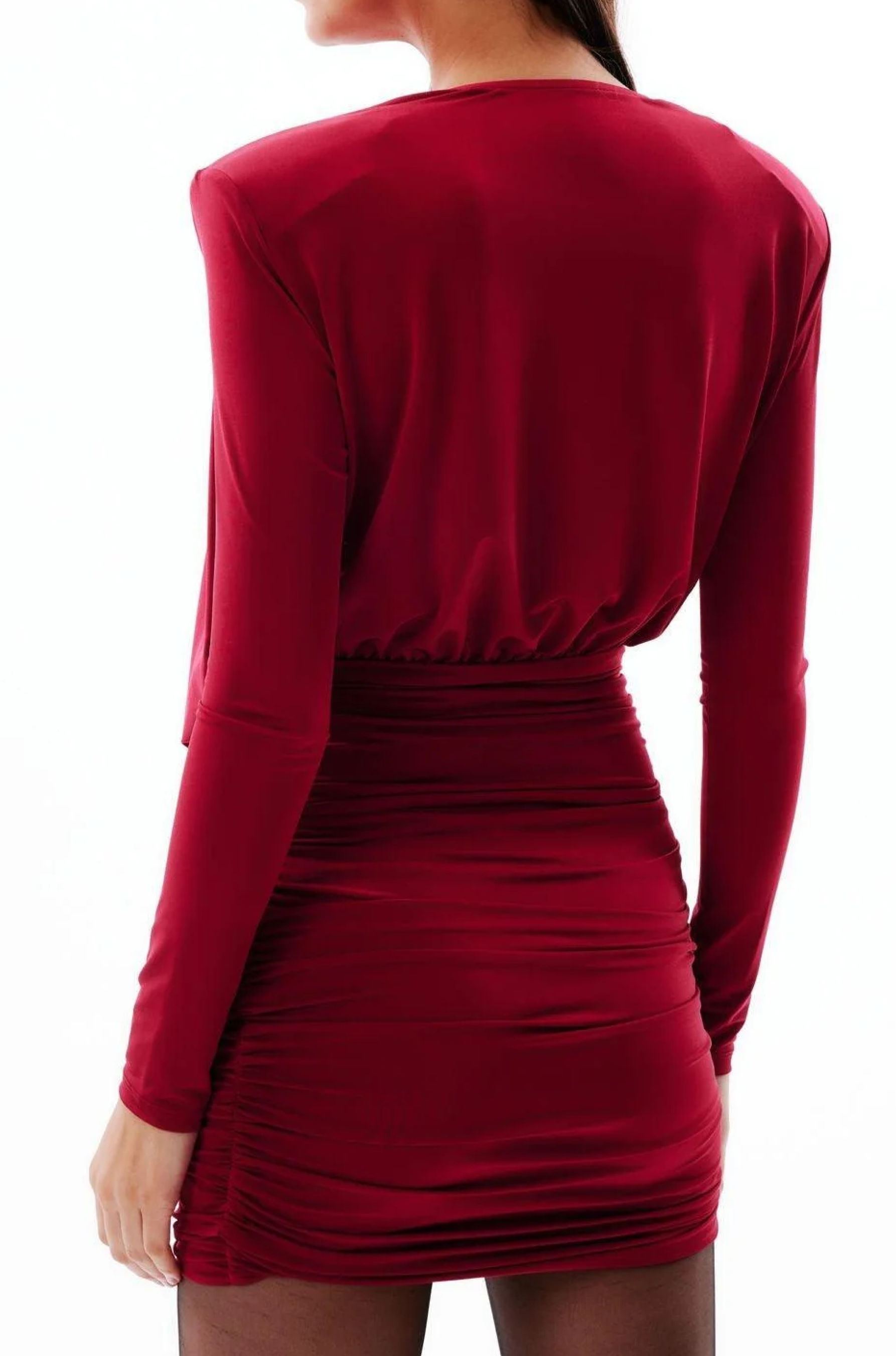 Deep V-Neck Long Sleeve Mini Dress