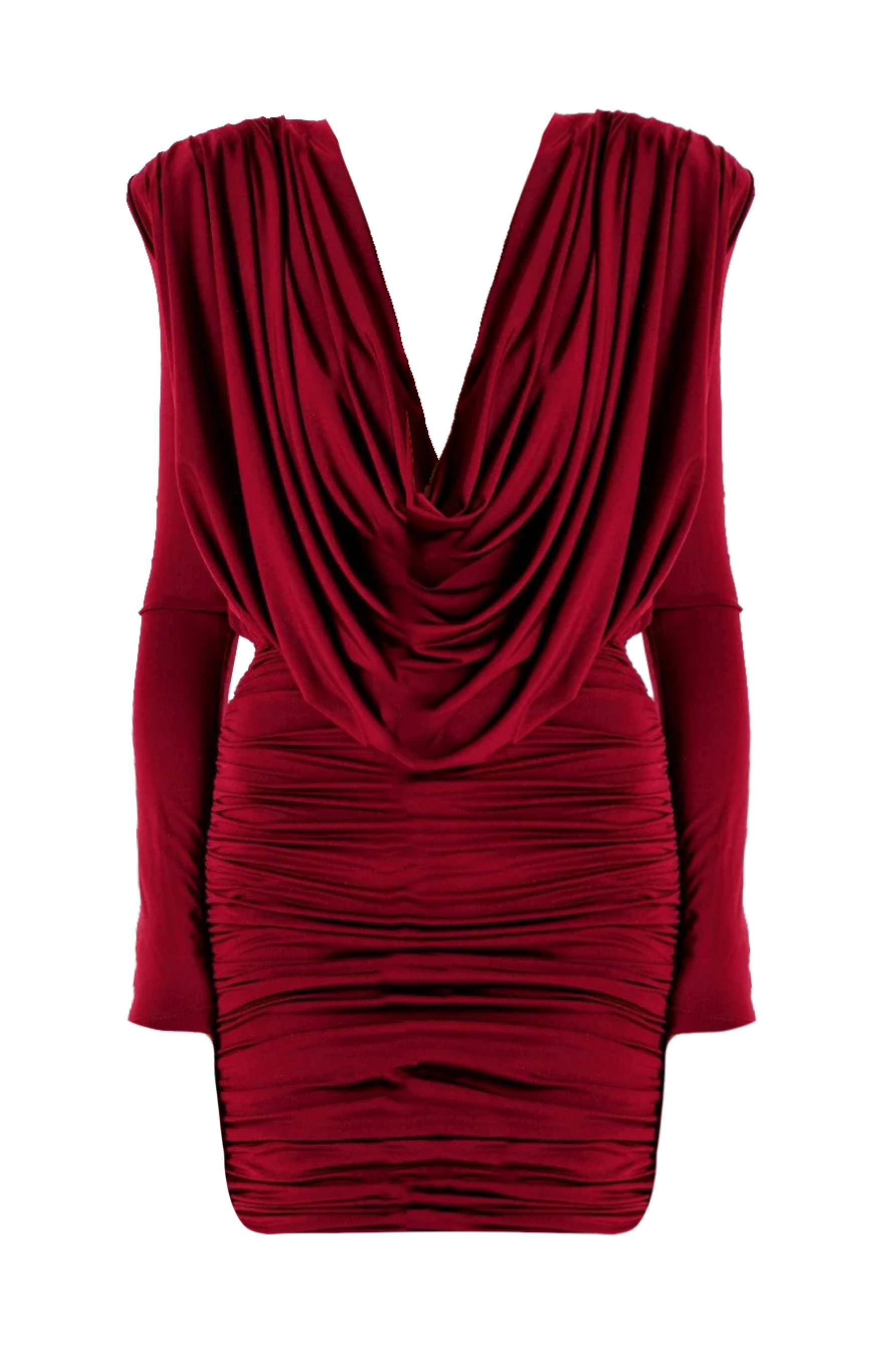 Deep V-Neck Long Sleeve Mini Dress