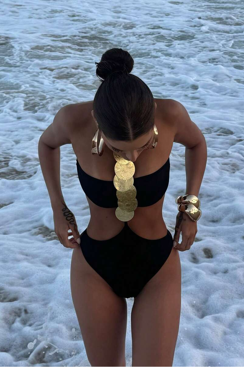 Halter Neck Metal Flake Decoration Bikini Two Piece Set