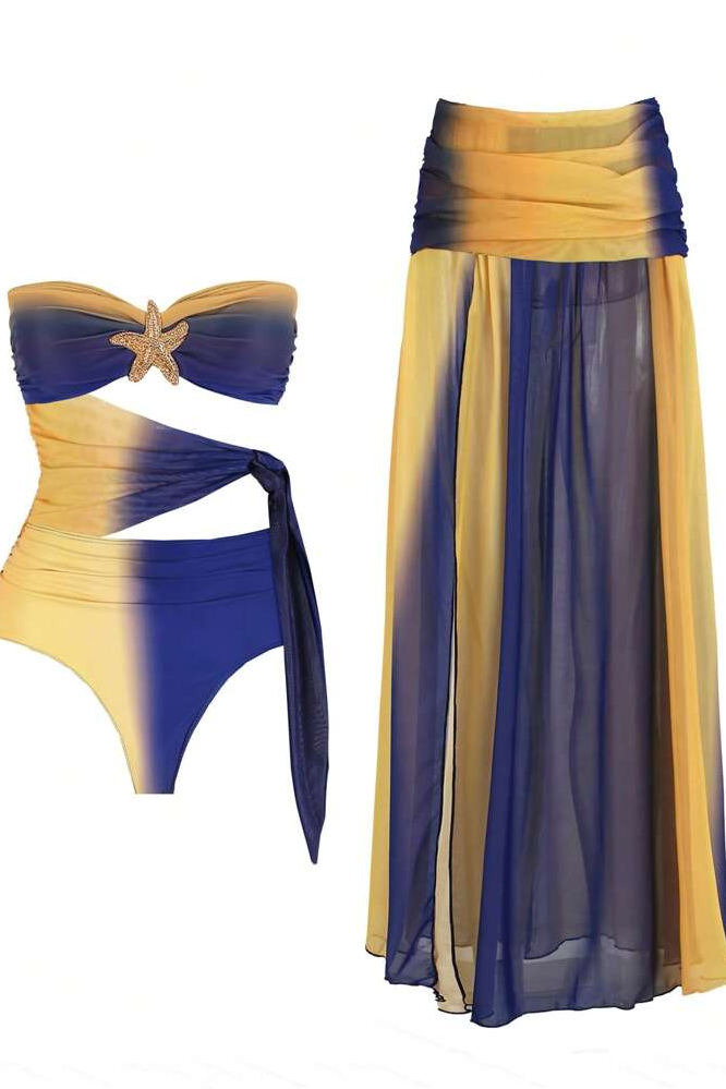 Gradient Color Cut-Out Starfish Two Piece Swimsuit
