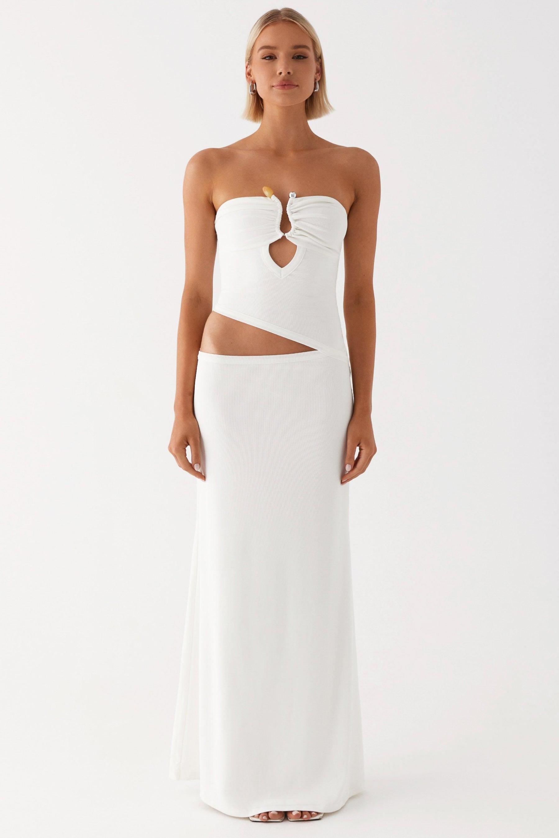 Off-Shoulder Cut-Out Ruched Maxi Dress