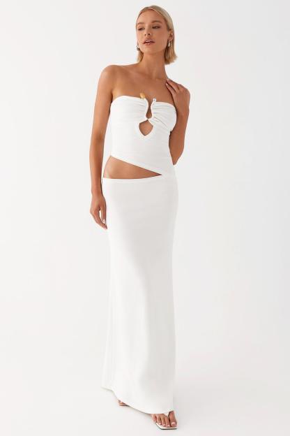Off-Shoulder Cut-Out Ruched Maxi Dress